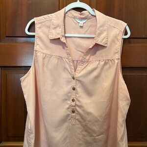 Time and Tru Sleeveless Button-Front Blouse in Light Pink